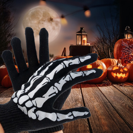 TG70218 HALLOWEEN HANDSCHUHE SKELETT KOSTÜM VERKLEIDUNG UNIVERSAL GRÖSSE