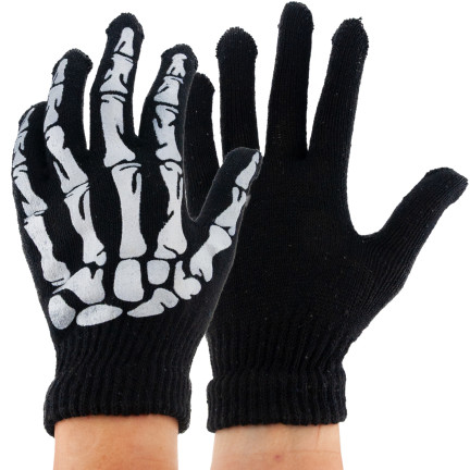 TG70218 HALLOWEEN HANDSCHUHE SKELETT KOSTÜM VERKLEIDUNG UNIVERSAL GRÖSSE