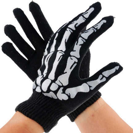 TG70218 HALLOWEEN HANDSCHUHE SKELETT KOSTÜM VERKLEIDUNG UNIVERSAL GRÖSSE