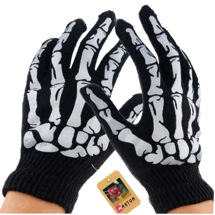 TG70218 HALLOWEEN HANDSCHUHE SKELETT KOSTÜM VERKLEIDUNG UNIVERSAL GRÖSSE