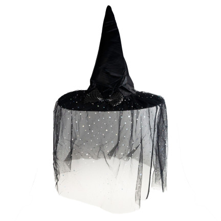 Hexenkostüm, schwarz, glänzend, für Mädchen, Hut und Umhang, Halloween-Kostüm, Set