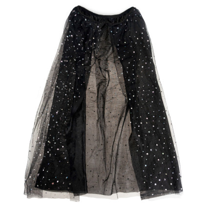 Hexenkostüm, schwarz, glänzend, für Mädchen, Hut und Umhang, Halloween-Kostüm, Set