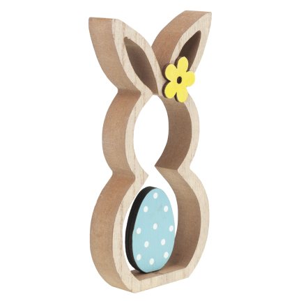 Kaninchenfigur, Holzfigur, Hasenfigur, Ostereier zur Dekoration