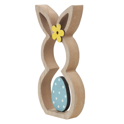 Kaninchenfigur, Holzfigur, Hasenfigur, Ostereier zur Dekoration