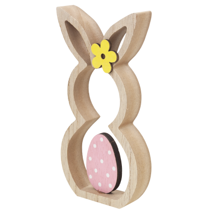 Kaninchenfigur, Holzfigur, Hasenfigur, Ostereier zur Dekoration