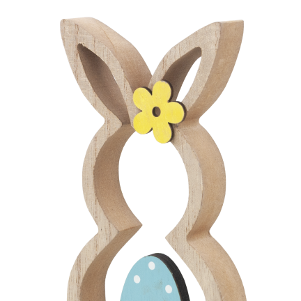 Kaninchenfigur, Holzfigur, Hasenfigur, Ostereier zur Dekoration