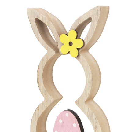 Kaninchenfigur, Holzfigur, Hasenfigur, Ostereier zur Dekoration