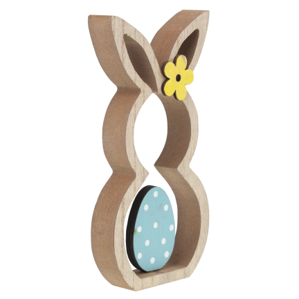 Kaninchenfigur, Holzfigur, Hasenfigur, Ostereier zur Dekoration