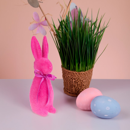 TG70520-5 Hase aus Velours, Osterhase, beflockter Hase, Dekoration für ein 47cm-Kostüm