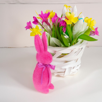 TG70520-5 Hase aus Velours, Osterhase, beflockter Hase, Dekoration für ein 47cm-Kostüm