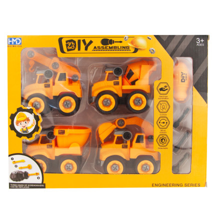TG71070 BAUFAHRZEUGE BAGGER KRAN MULDENKIPPER BETONMISCHER-SET