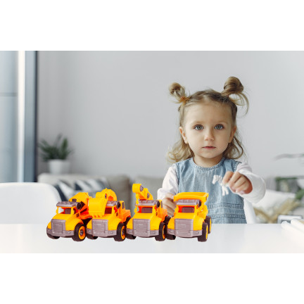 TG71070 BAUFAHRZEUGE BAGGER KRAN MULDENKIPPER BETONMISCHER-SET