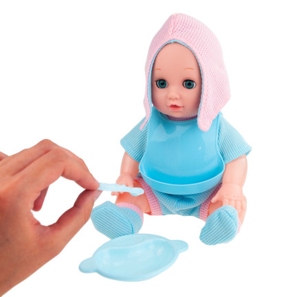 TG71071 Babypuppe, Wiege, Puppenbett, Puppen-Set, Zubehör, Geräusche, Weinen