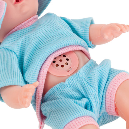TG71071 Babypuppe, Wiege, Puppenbett, Puppen-Set, Zubehör, Geräusche, Weinen