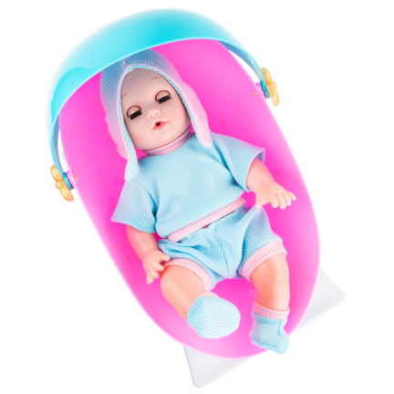 TG71071 Babypuppe, Wiege, Puppenbett, Puppen-Set, Zubehör, Geräusche, Weinen