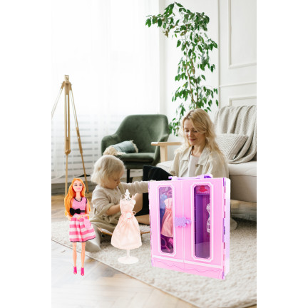 TG71165 PUPPE + PUPPENGARDEROBE + KLEIDUNG SCHUHE GESCHENKSET ZUBEHÖR