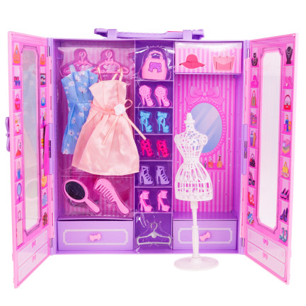 TG71165 PUPPE + PUPPENGARDEROBE + KLEIDUNG SCHUHE GESCHENKSET ZUBEHÖR