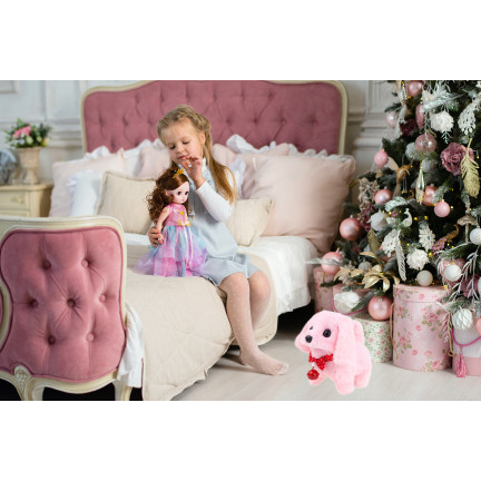 TG71193 Interaktiver Welpe, Spielzeug, rosa, läuft, bellt, Schleife