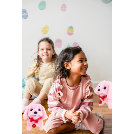 TG71193 Interaktiver Welpe, Spielzeug, rosa, läuft, bellt, Schleife