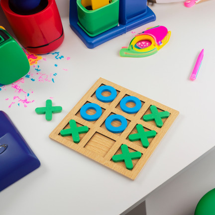TG71381 HÖLZERNES TIC-TAC-TOE PUZZLESPIEL FÜR KINDER PÄDAGOGISCHES REISESPIEL