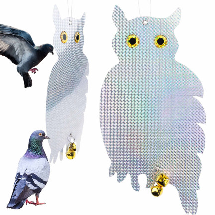 TG71383 Taubenabschreckung Vogelabschreckung reflektierende Eule sitzend HOLOGRAM RINGE