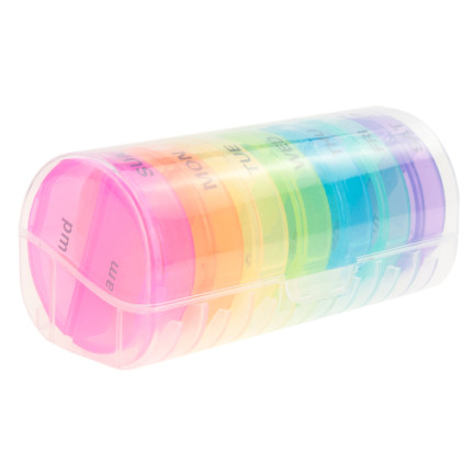 TG71402 MEDIKAMENTENKOFFER PILLENBOX ORGANIZER 7 TAGE WOCHE TAG NACHT 14 FÄCHER