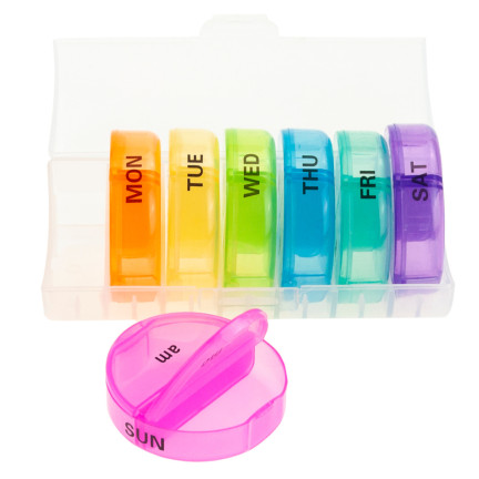 TG71402 MEDIKAMENTENKOFFER PILLENBOX ORGANIZER 7 TAGE WOCHE TAG NACHT 14 FÄCHER