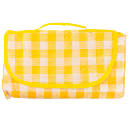 TG71411-1 GROSSE PICKNICKDECKE TOURIST STRAND WASSERDICHTE MATTE PICKNICK GELBES KARO