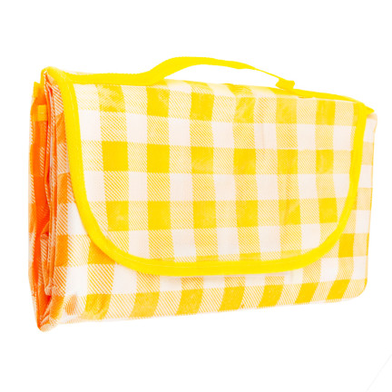 TG71411-1 GROSSE PICKNICKDECKE TOURIST STRAND WASSERDICHTE MATTE PICKNICK GELBES KARO