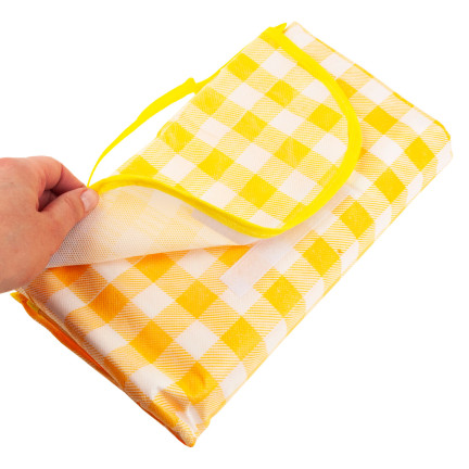 TG71411-1 GROSSE PICKNICKDECKE TOURIST STRAND WASSERDICHTE MATTE PICKNICK GELBES KARO