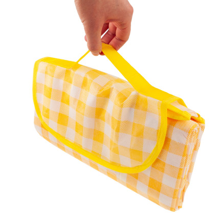 TG71411-1 GROSSE PICKNICKDECKE TOURIST STRAND WASSERDICHTE MATTE PICKNICK GELBES KARO