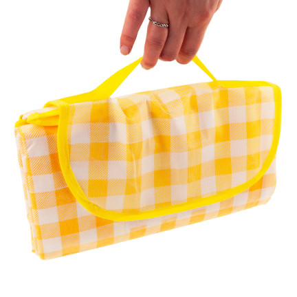 TG71411-1 GROSSE PICKNICKDECKE TOURIST STRAND WASSERDICHTE MATTE PICKNICK GELBES KARO
