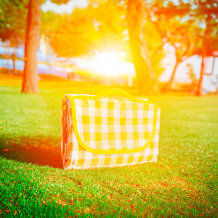 TG71411-1 GROSSE PICKNICKDECKE TOURIST STRAND WASSERDICHTE MATTE PICKNICK GELBES KARO