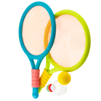 TG71584 Badminton-Set, Federball, farbige Schläger, Spielset