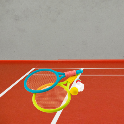 TG71584 Badminton-Set, Federball, farbige Schläger, Spielset
