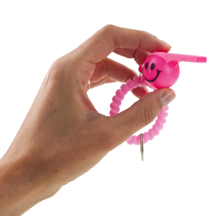 TG71615-1 Trillerpfeife an einem elastischen Armband mit Smiley