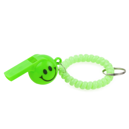 TG71615-1 Trillerpfeife an einem elastischen Armband mit Smiley