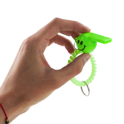 TG71615-1 Trillerpfeife an einem elastischen Armband mit Smiley