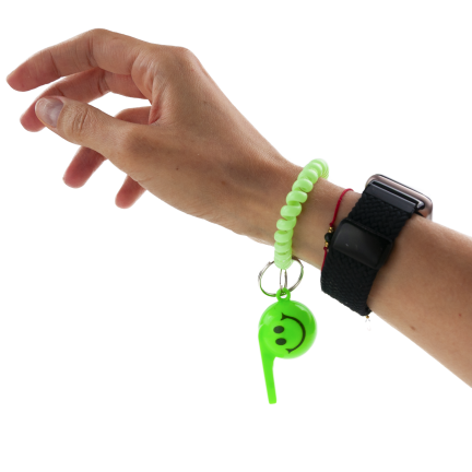 TG71615-1 Trillerpfeife an einem elastischen Armband mit Smiley