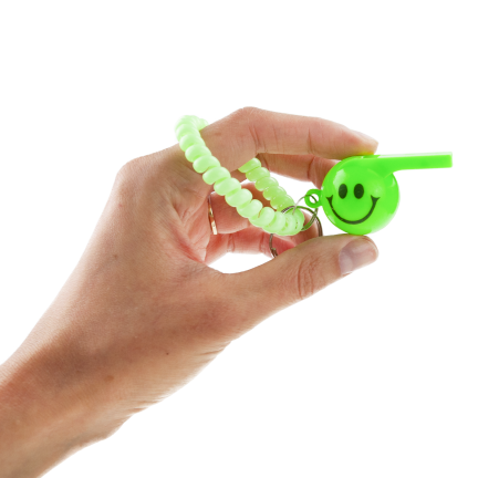 TG71615-1 Trillerpfeife an einem elastischen Armband mit Smiley