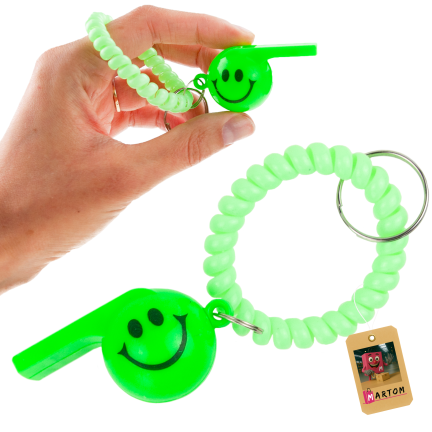TG71615-1 Trillerpfeife an einem elastischen Armband mit Smiley