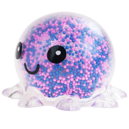 TG71661 Leuchtquietsche, Krakenquietsche mit Styroporkugeln, Antistress, LED-Quietsche 