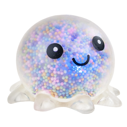 TG71661 Leuchtquietsche, Krakenquietsche mit Styroporkugeln, Antistress, LED-Quietsche 