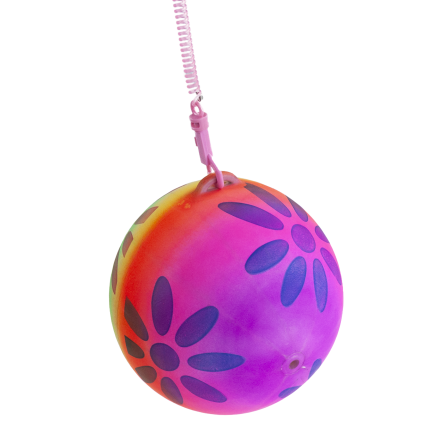 TG71991 – bunter, aufblasbarer Gummiball mit Feder, weich, an einer Schnur, zum Training