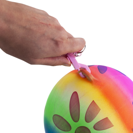 TG71991 – bunter, aufblasbarer Gummiball mit Feder, weich, an einer Schnur, zum Training