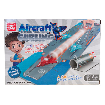 TG72958 FAMILIE ARCADE-SPIEL MINI CURLING MATTE + 6 FLUGZEUGE RENNEN