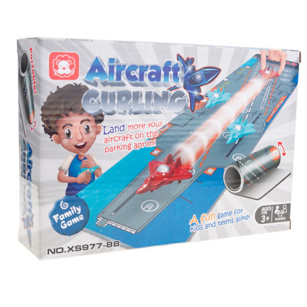 TG72958 FAMILIE ARCADE-SPIEL MINI CURLING MATTE + 6 FLUGZEUGE RENNEN