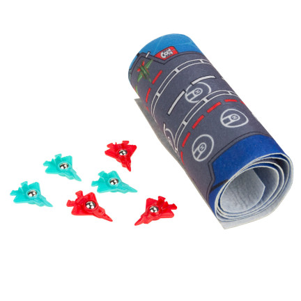 TG72958 FAMILIE ARCADE-SPIEL MINI CURLING MATTE + 6 FLUGZEUGE RENNEN