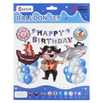 TG72983 GEBURTSTAG BALLON SET GIRLANDE FOLIENBALLONS LATEX PIRATEN MEER