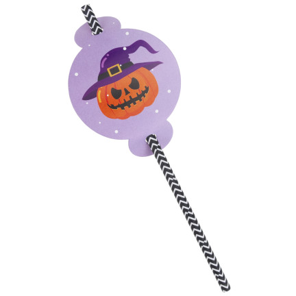 TG73018 PAPIERSTROHHALME MIT HALLOWEEN DEKORATION ÖKO-ROHR GESPENSTER KÜRBIS FLEDERMAUS